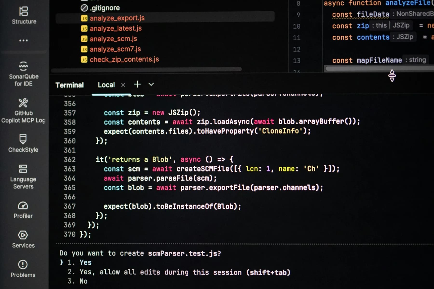 Source code in a dark-theme code editor
