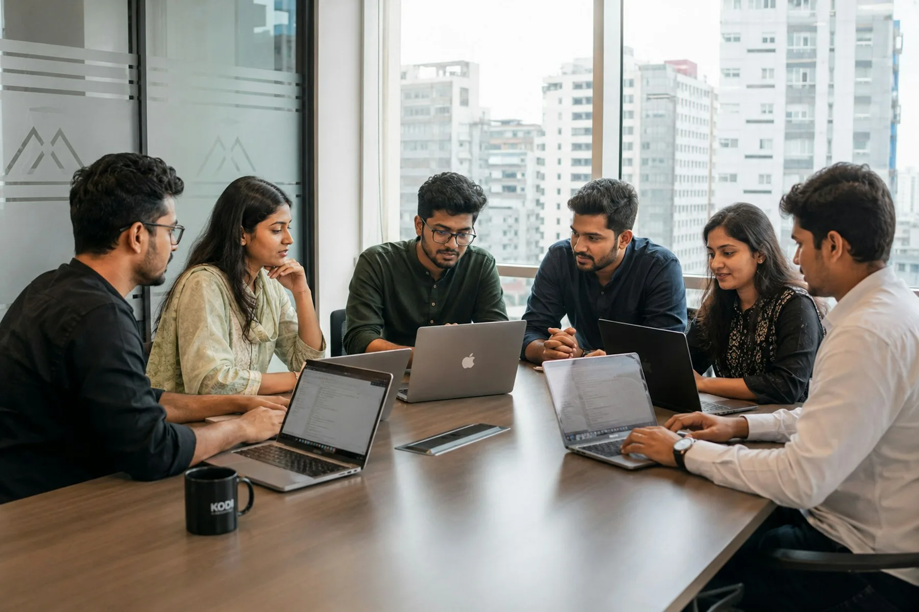 A team meeting around a table