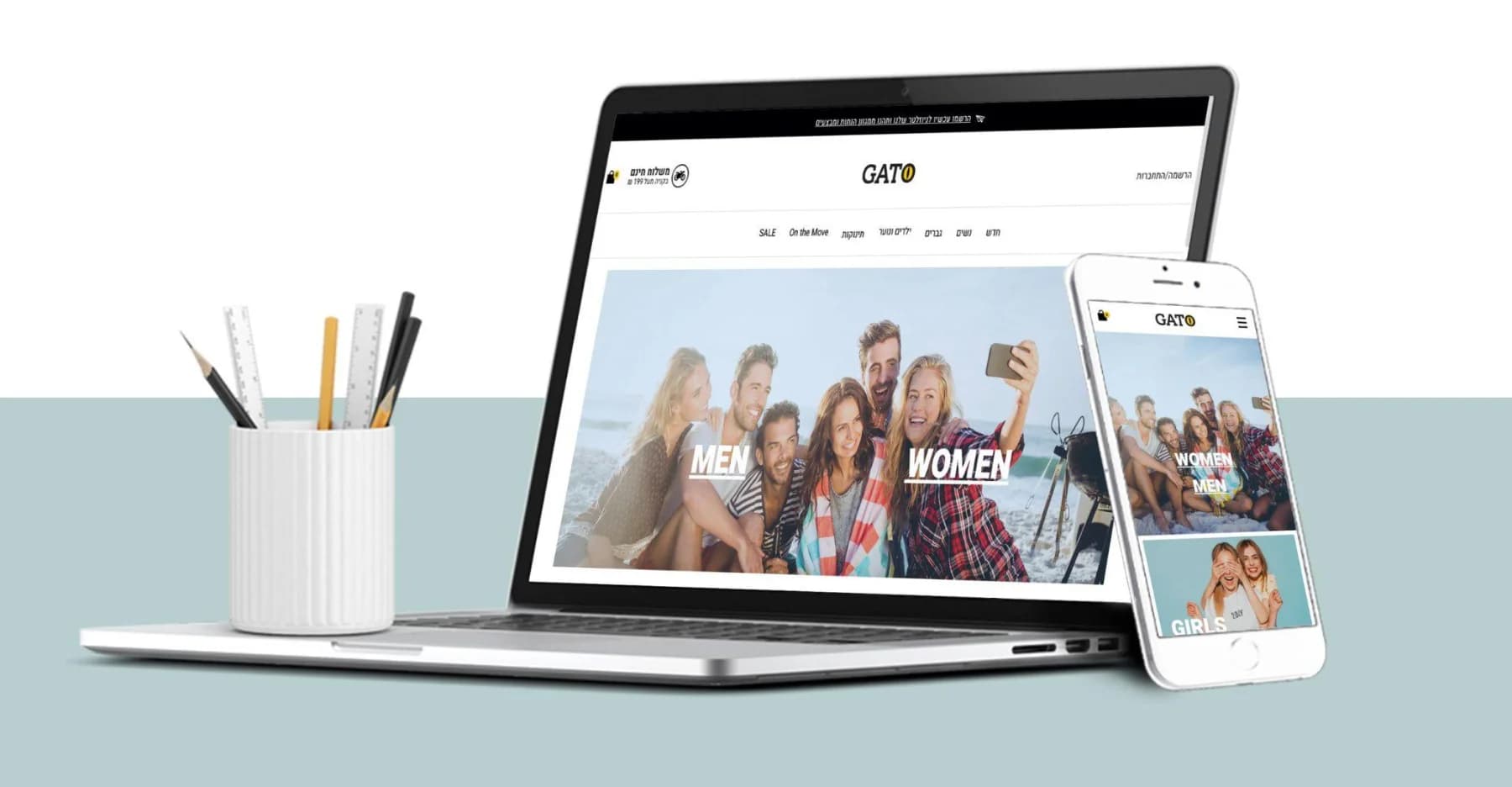 Gato — project mock-up on desktop and mobile screens