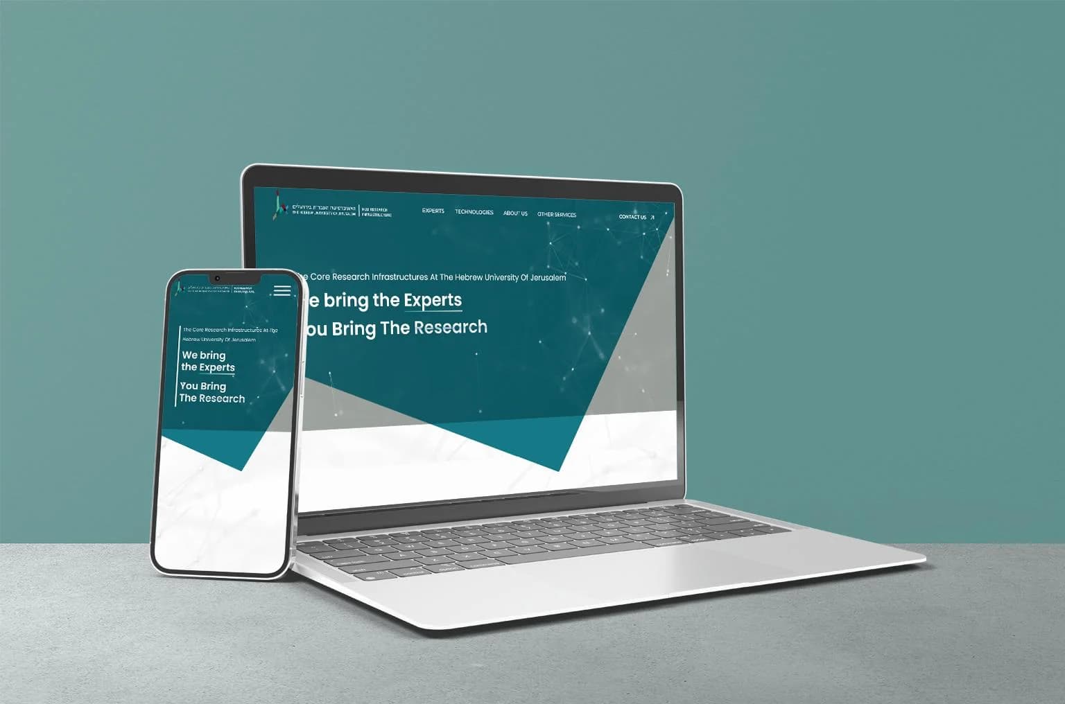 Hebrew University — project mock-up on desktop and mobile screens