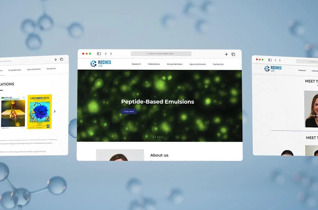 Reches Lab, Hebrew University — project mock-up on desktop and mobile screens
